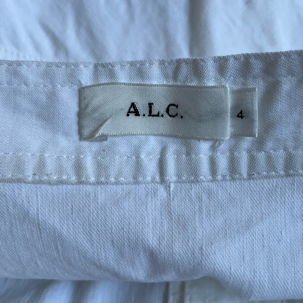 A.L.C. ALC White Linen Blend Snap Front Jayce Skirt Sz. 4 - Picture 5 of 6